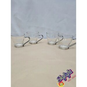 Bormioli Rocco Italy Set of 4 Verdi Espresso Glass Cups Romana Vitrosax Sambuca